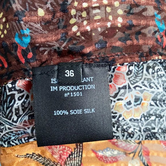 Isabel Marant Orange Printed Silk Patchwork Top, size 36 - Picture 6 of 16